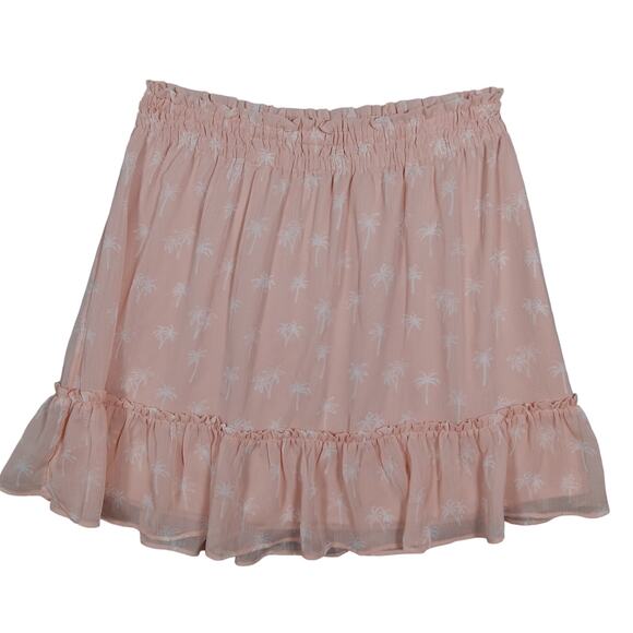 Lauren Conrad LC Skirt Size Large Soft Orange Palm Print Ruffle Hem Fully Lined - Picture 1 of 8